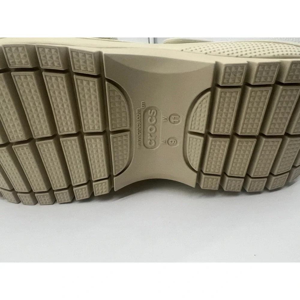 Crocs Mega Crush Sandal Bone Platform Two Strap Lug Sole  Womens 11 Mens 9